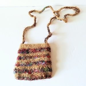 Hemp and Raw Silk Crossbody Purse Pouch from Nepal
